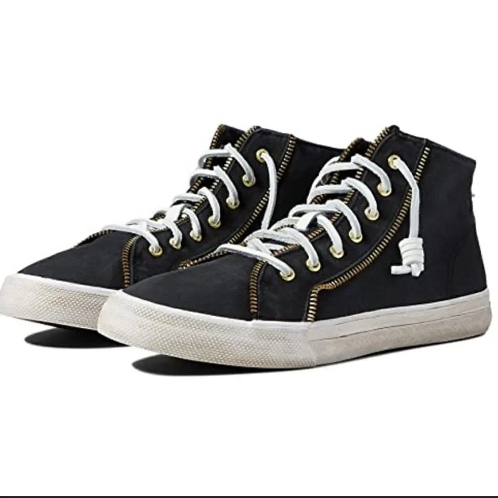 Sperry Collab Rebecca Minkoff High Top Lace Up Zipper Sneakers Black, 8 NWOB